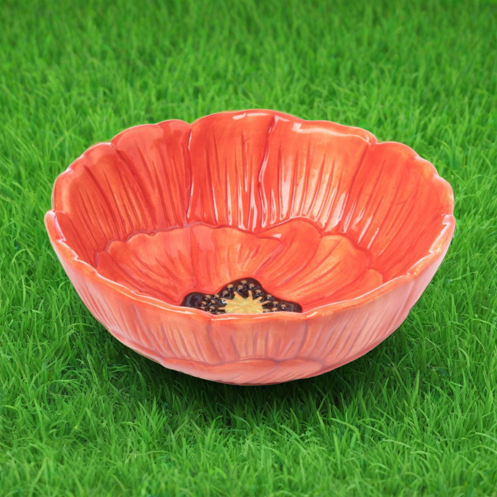 Red Poppy Flower Cereal Bowl godinger
