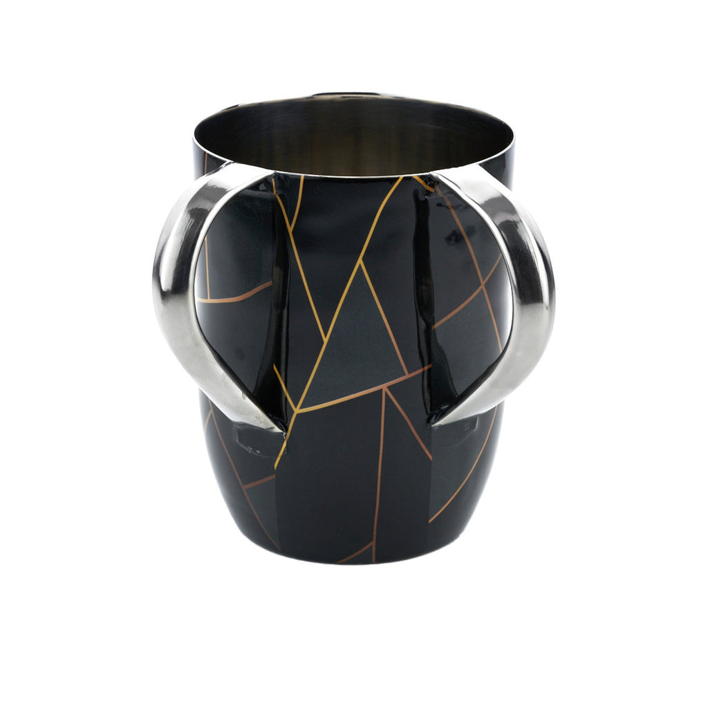 Abstract Lines Black & Gold Marble Wash Cup godinger