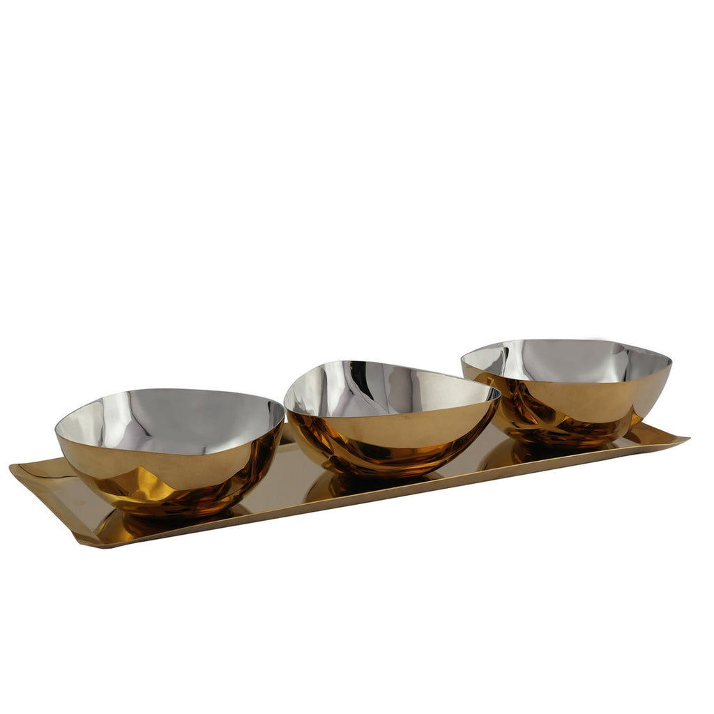 Auburn Gold Serving Tray & Appetizer Bowls godinger