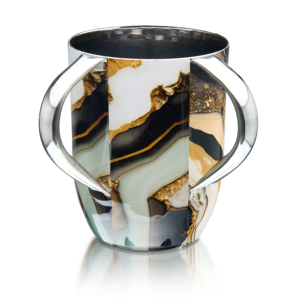 Abstract Black & Gold Marble Wash Cup godinger