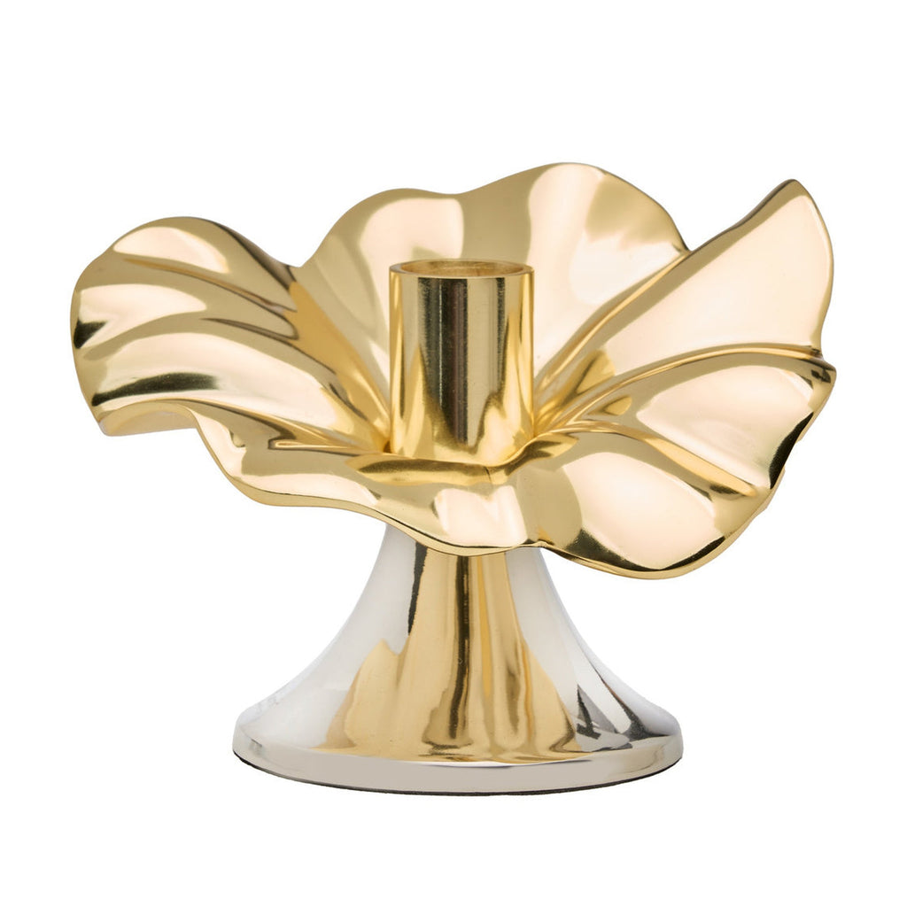 Blossom Platinum & Gold Tapered Candle Holder 6" godinger