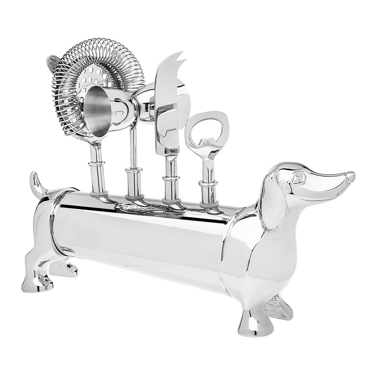 Dachshund ロングテーブル　ランタンポールセット　　テリトリータスク Dachshund 5 Piece Bar Tool Set – Godinger