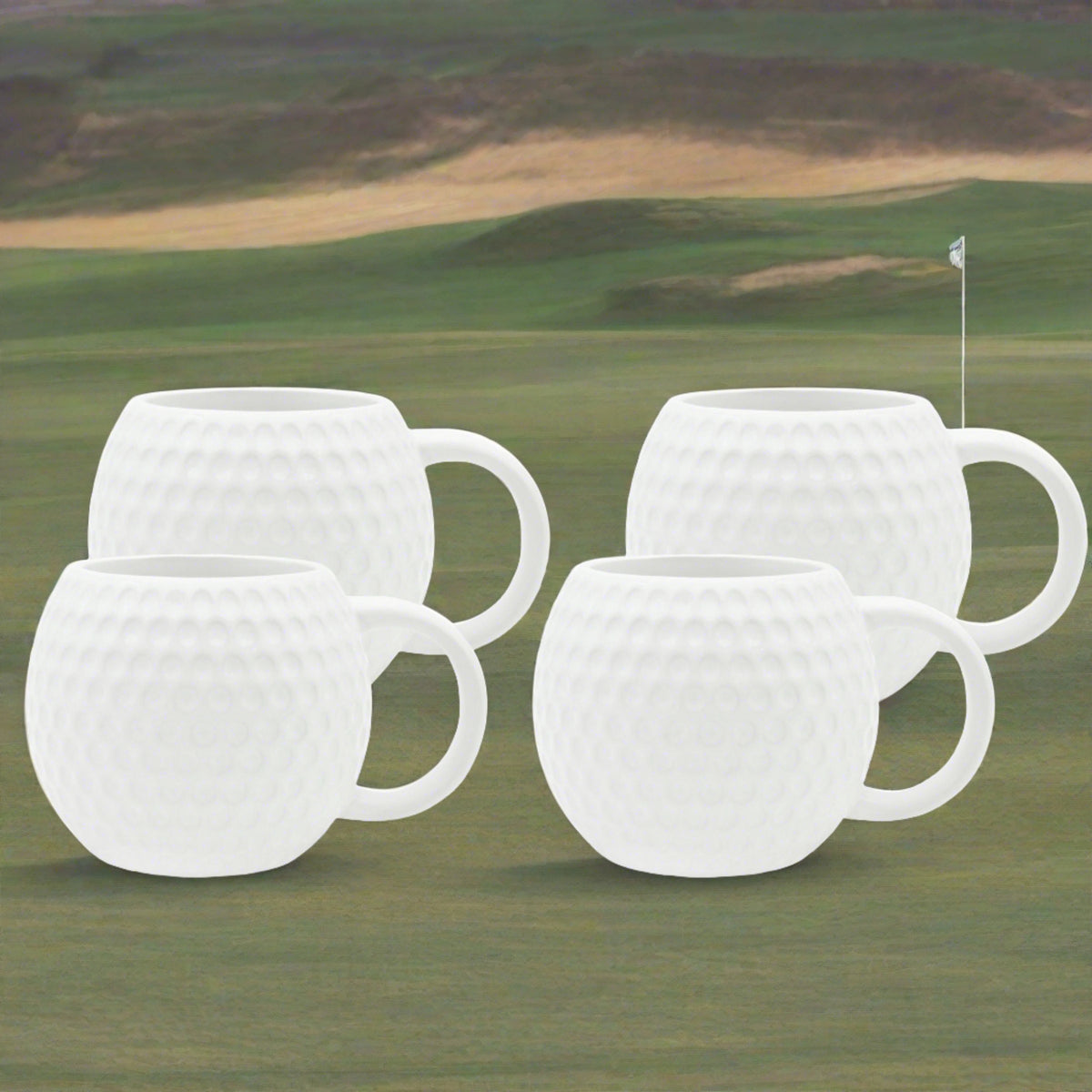 90th birthday coffee mugs with golf ball and tee Godinger League Golf Ball Mug, Set of 4