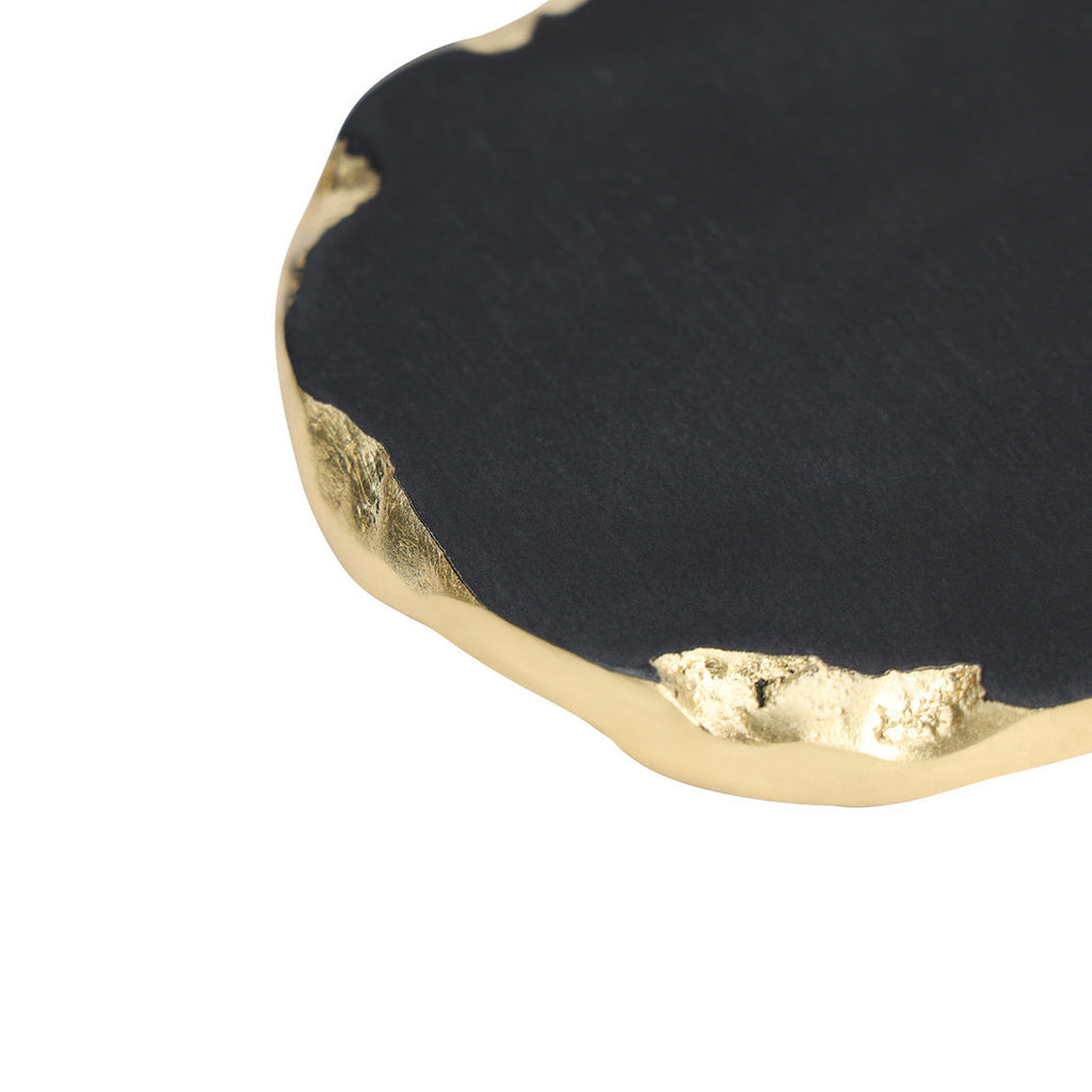 Lavi Black Marble Gold Organic Edge Coaster Set godinger