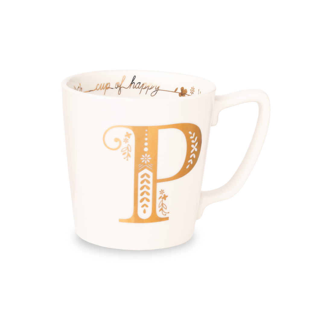 Cup of Happy Gold Letter Mug P godinger