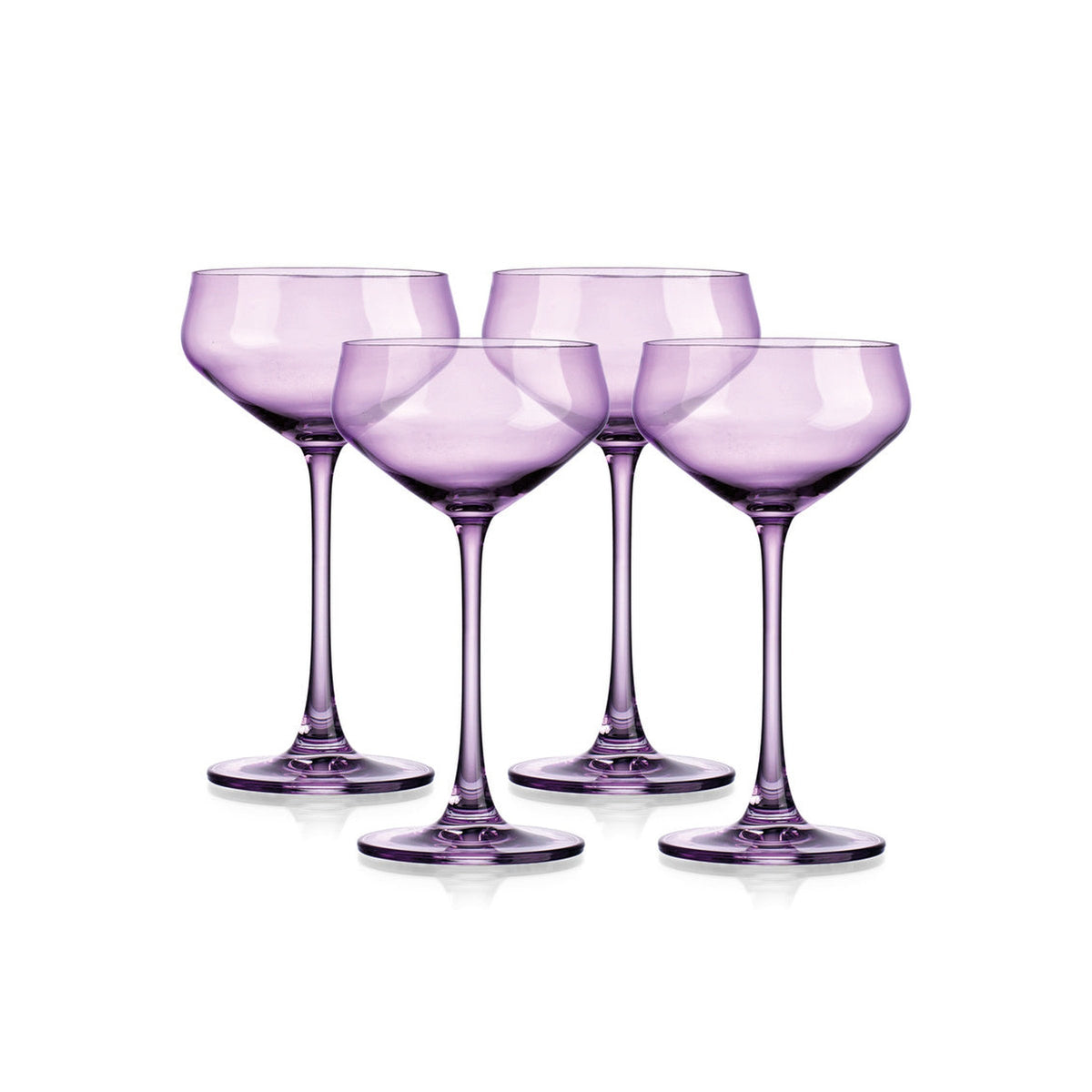 Fleur Cocktail Coupe- Set of 4- Green/Lilac