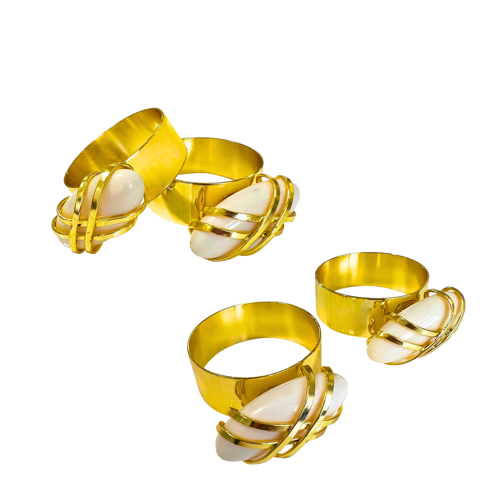 Gold Pebble Napkin Ring Set godinger