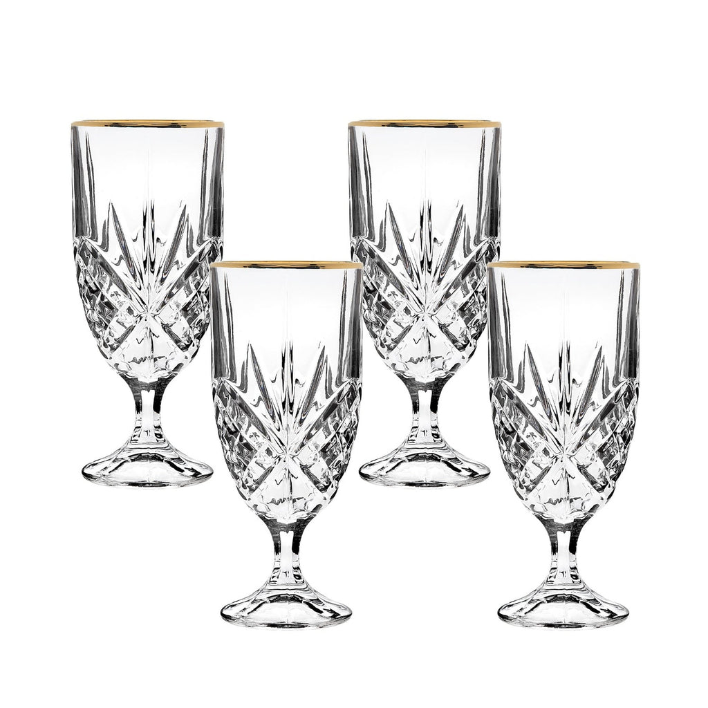 Dublin Crystal Gold Rim Ice Tea Glass, Set of 4 godinger