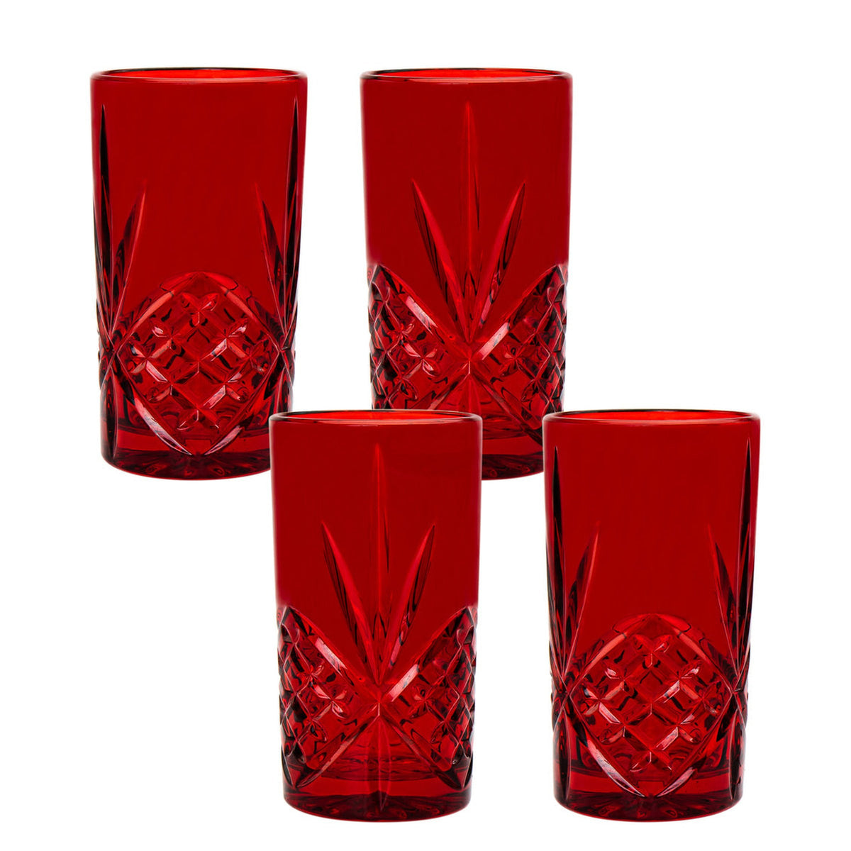 Handcrafted SHANNON Crystal Highball Glasses by Godinger Set of 4 