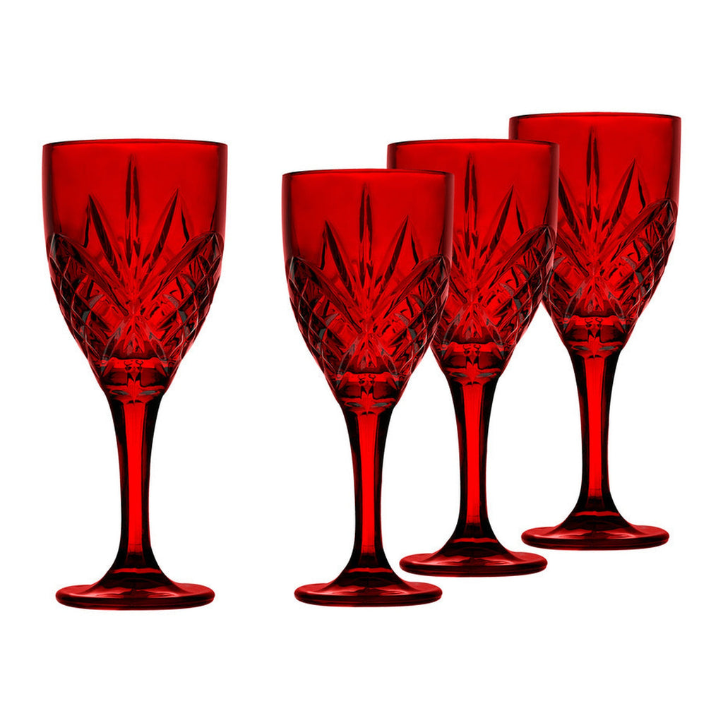 Dublin Crystal Red Goblet, Set of 4 godinger