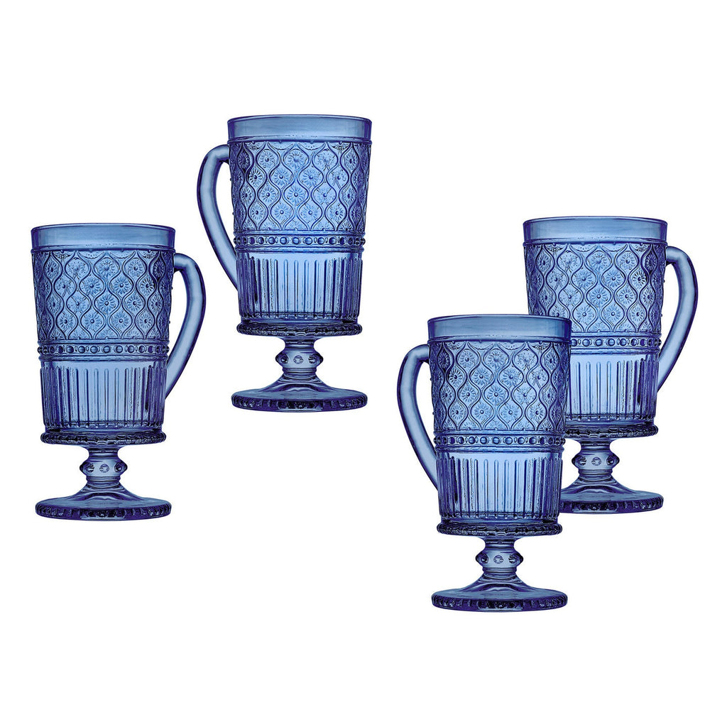 Claro Blue Footed Coffee Mug, Set of 4 godinger