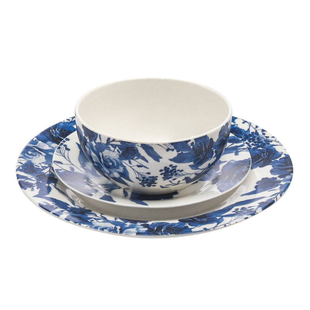Bluetiful Florale Porcelain 16 Piece Dinnerware Set, Service For 4 godinger