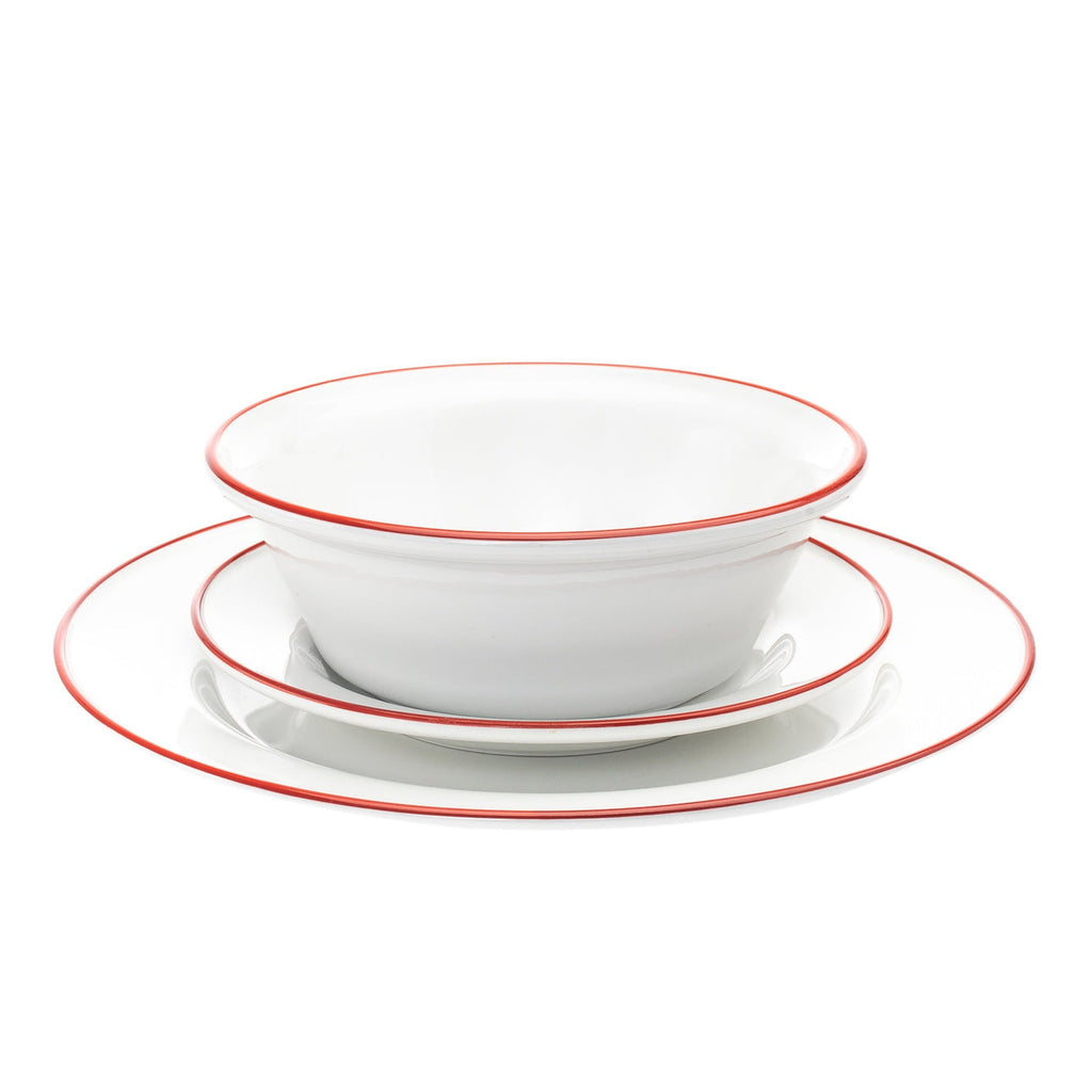 Bistro Red Rim Porcelain 16 Piece Dinnerware Set, Service For 4 godinger