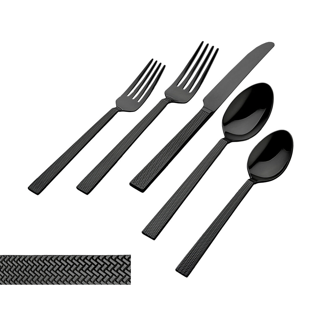 Unica Matte Black 18/10 Stainless Steel 20 Piece Flatware Set, Service –  Godinger