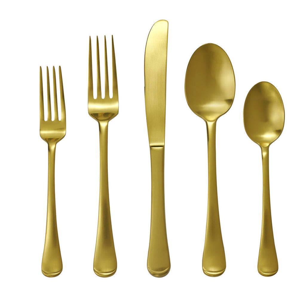 Infinity Satin Gold 18/0 Stainless Steel 20 Piece Flatware Set, Service For 4 godinger