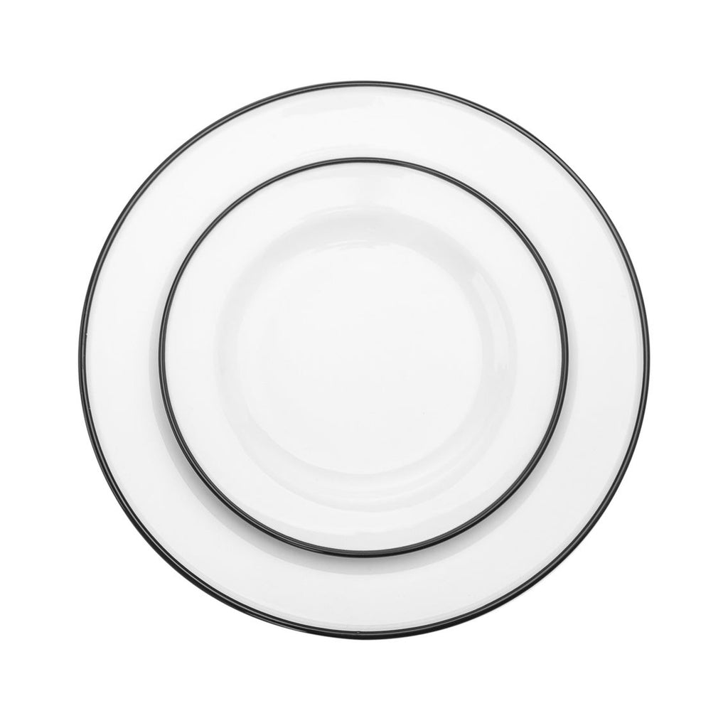 Bistro Black Rim Porcelain 16 Piece Dinnerware Set, Service For 4 godinger