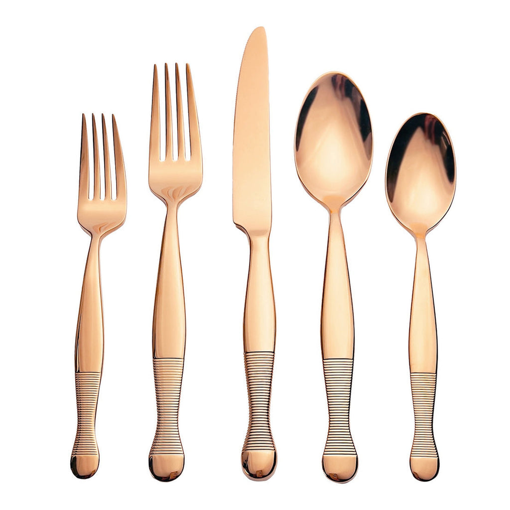Corset Mirrored Copper 18/10 Stainless Steel 20 Piece Flatware Set, Service For 4 godinger