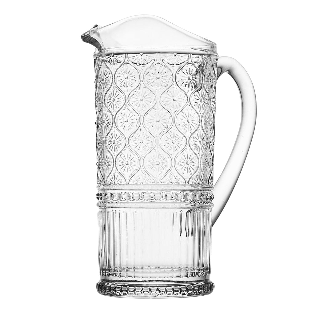 Claro Clear Beverage Pitcher Godinger All Barware, All Glassware, All Glassware & Barware, Claro, Claro Pitcher, Clear, Clear Claro, Embossed, Glass, Glass Pitcher, Pitcher, Pitchers