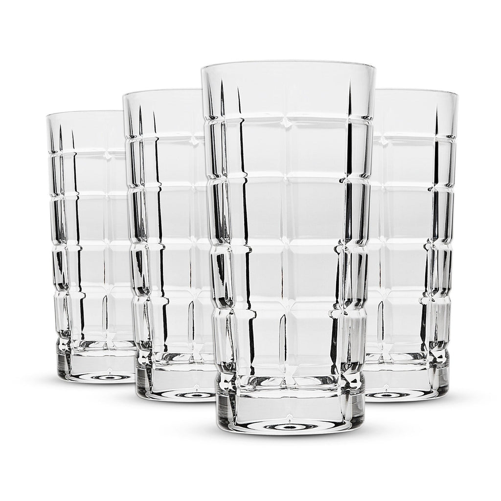 Godinger 27479 Pleat Double Old Fashion Highball & Goblet Glassware Set - Clear - Set of 12