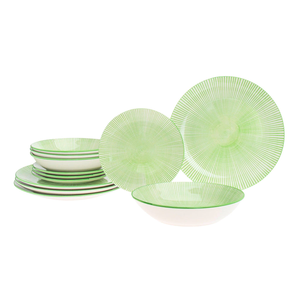 Laura Green Porcelain 12 Piece Dinnerware Set, Service For 4 Godinger 12 Piece Dinnerware Set, 12 Piece Set, All Dining, Dinnerware, Dinnerware Set, Everyday Dinnerware, Green, Green Dinnerware, Porcelain, Porcelain Dinnerware, Porcelain Dinnerware Set, Service for 12, Service For 4