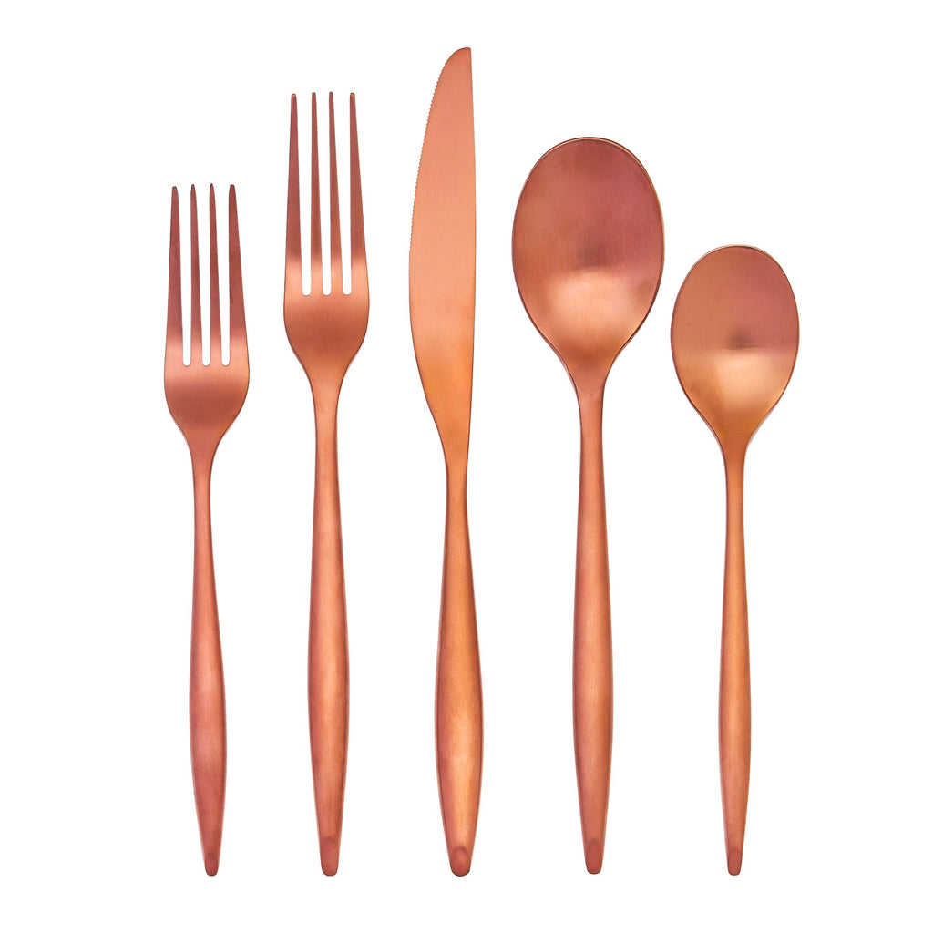 Milano Matte Copper 18/10 Stainless Steel 20 Piece Flatware Set, Service For 4 Godinger 18/10 Stainless Steel, 18/10 Stainless Steel Flatware, 20 Piece Set, All Flatware & Serveware, Flatware Set, Flatware Sets, Milano, Service For 4, Stainless Steel, Tableware