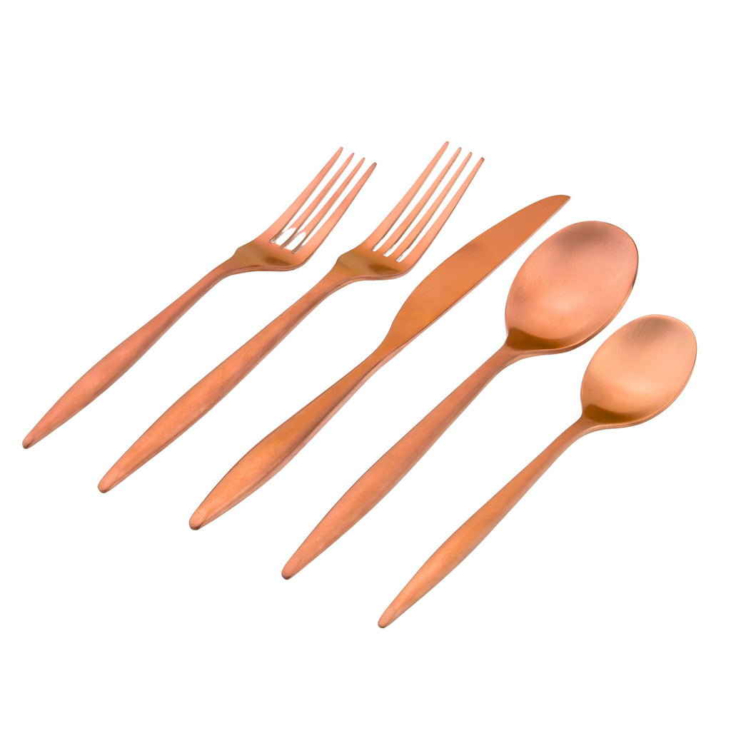 Milano Matte Copper 18/10 Stainless Steel 20 Piece Flatware Set, Service For 4 Godinger 18/10 Stainless Steel, 18/10 Stainless Steel Flatware, 20 Piece Set, All Flatware & Serveware, Flatware Set, Flatware Sets, Milano, Service For 4, Stainless Steel, Tableware