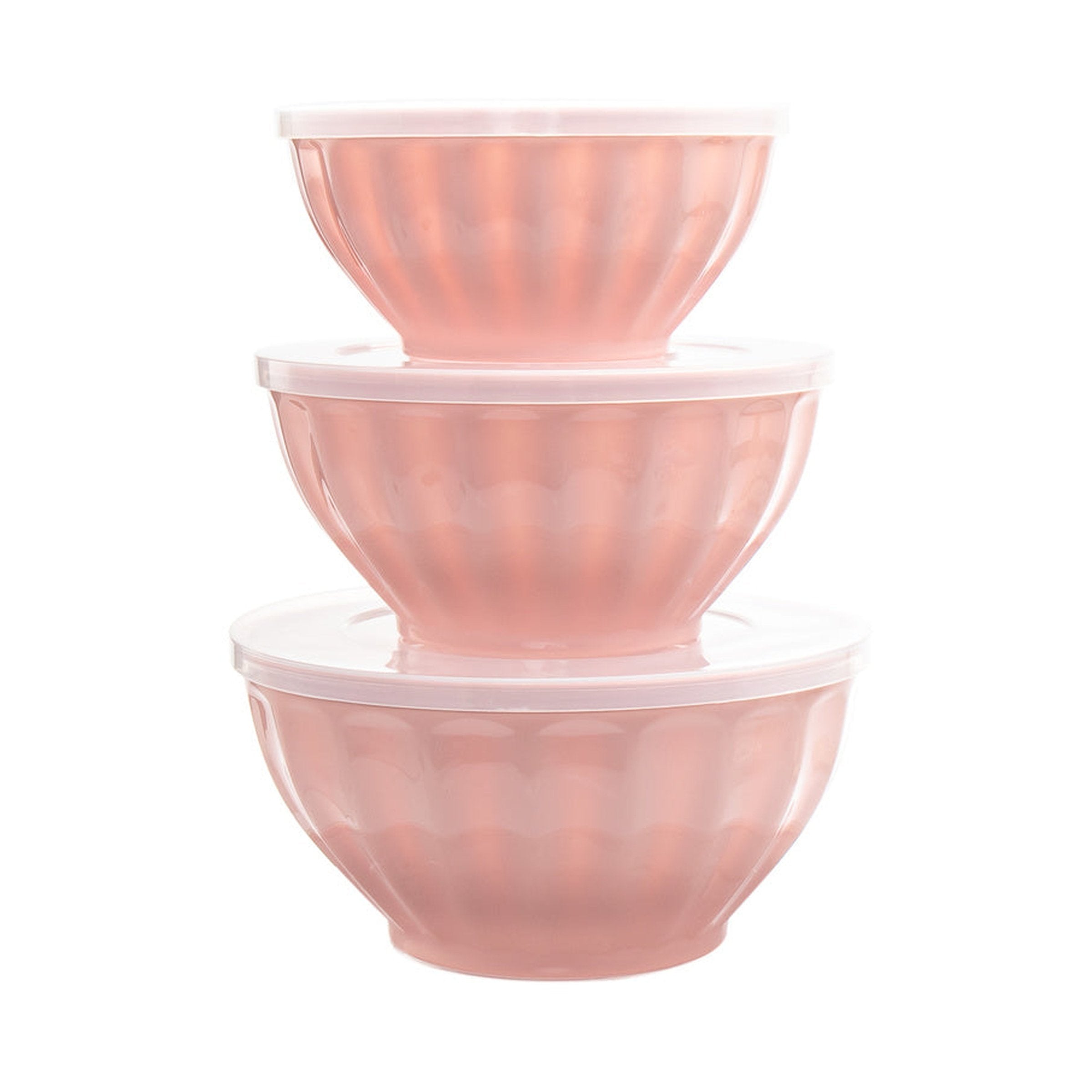 Pink Fluted 3 Storage Bowl Set – Godinger