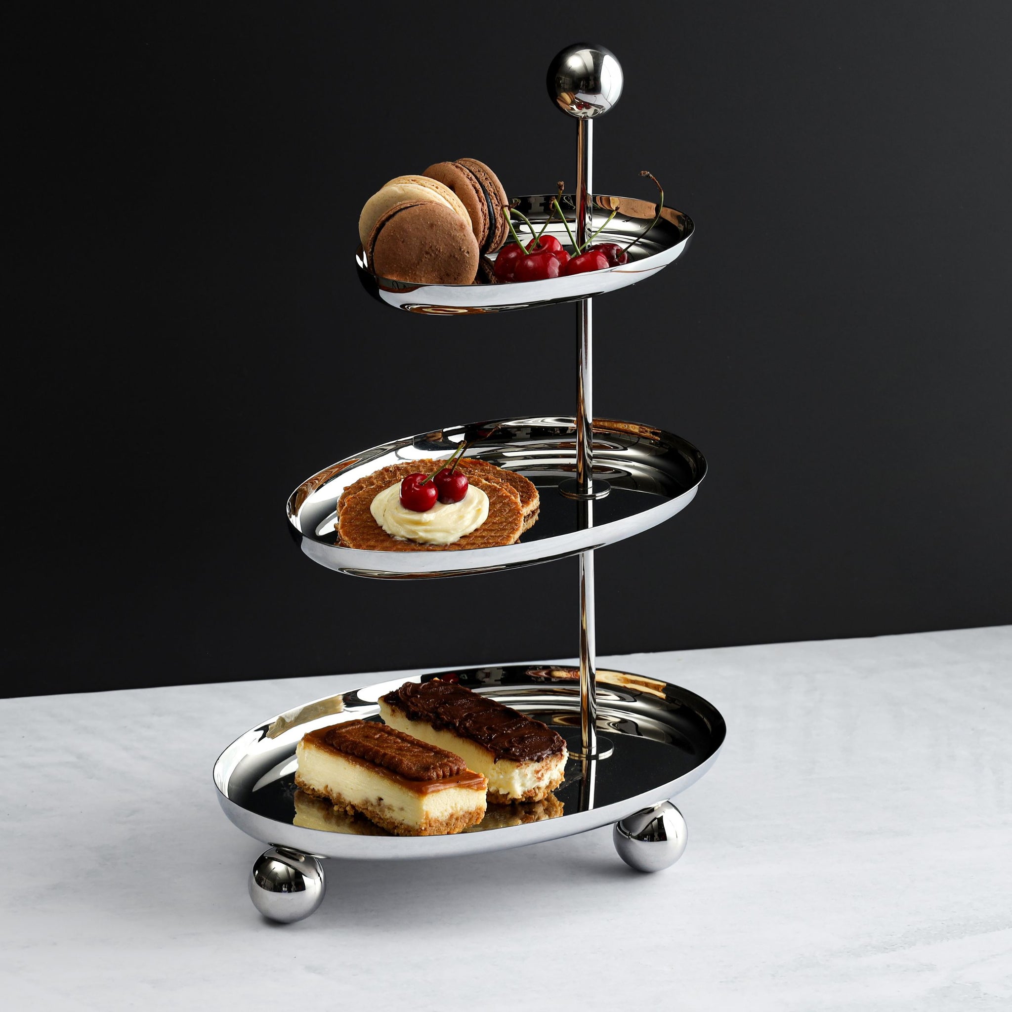 Godinger Piazza 3段ケーキスタンド Ellipse 3 Tiered Serving Stand – Godinger
