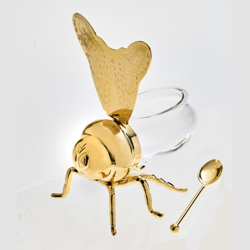 Bee Gold Honey Jar with Spoon godinger