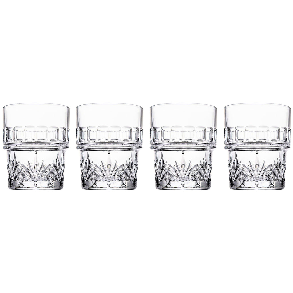 Dublin Crystal Stackable Double Old Fashion Glass, Set of 4 Godinger All Barware, All Glassware, All Glassware & Barware, Crystal, Cut Crystal, DOF, DOF & Highball, Double Old Fashion, Drinkware, Dublin, Dublin Glassware, Entertaining, Glassware, Whiskey Glass