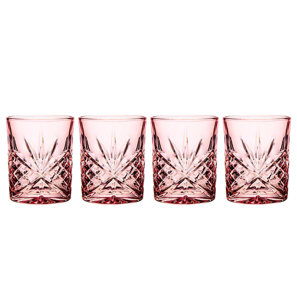 Dublin Crystal Blush Double Old Fashion Set of 4 Godinger All Barware, All Glassware, All Glassware & Barware, Blush, Cut Crystal, DOF, DOF & Highball, Double Old Fashion, Dublin, Dublin Glassware, Glassware, Whiskey Glass