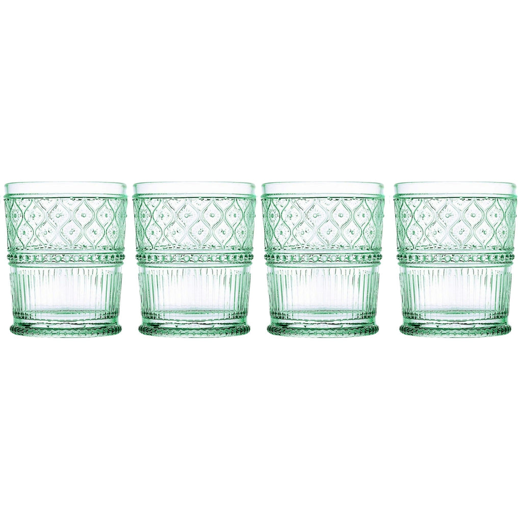 Claro Green Double Old Fashion, Set of 4 Godinger All Barware, All Glassware, All Glassware & Barware, Claro, Claro Double Old Fashion, Clear Claro, DOF, DOF & Highball, Double Old Fashion, Glassware, Green