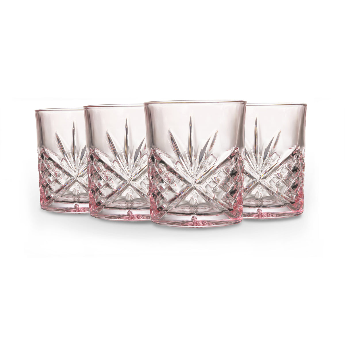 Dublin Crystal Blush Double Old Fashion, Set of 4