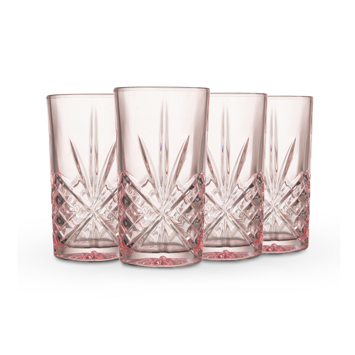 Dublin Crystal Blush Highball, Set of 4