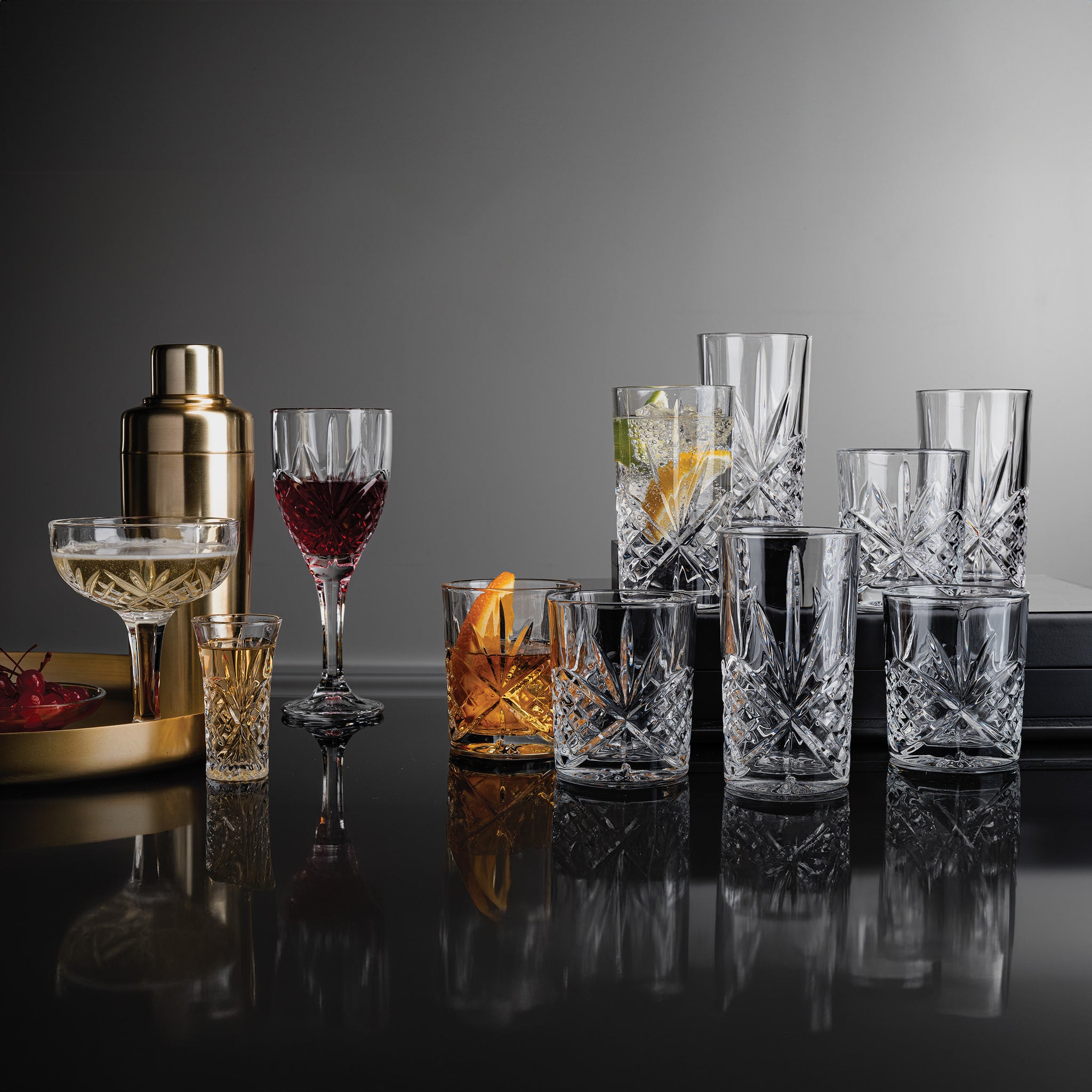 12 inch long crystal glass finial for cup Dublin Crystal 12 Piece Double Old Fashion & Highball Glassware Set –  Godinger