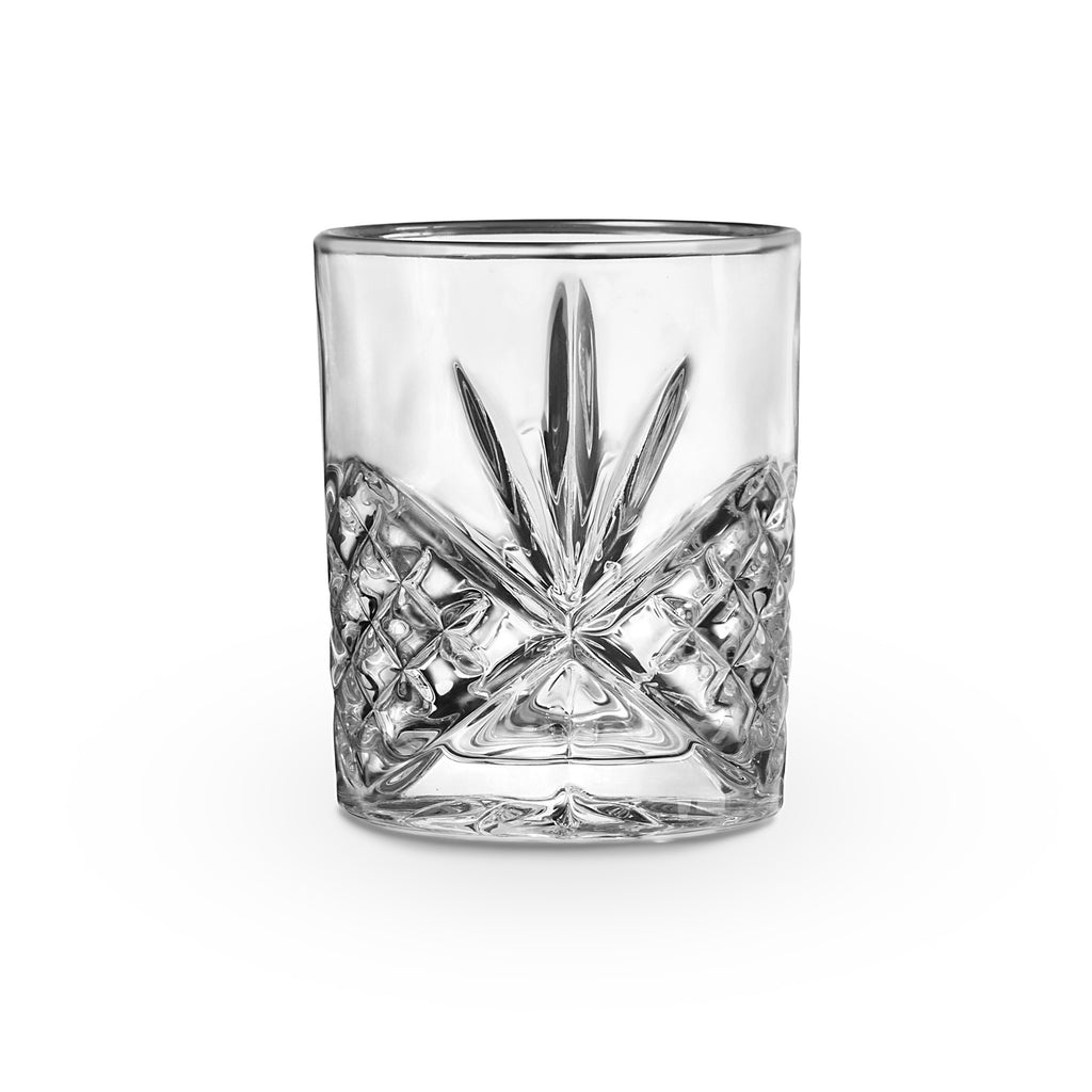 Dublin Crystal Platinum Rim Double Old Fashion, Set of 4 Godinger All Glassware, All Glassware & Barware, Cut Crystal, DOF, DOF & Highball, Dublin, Dublin Glassware, Platinum Rim
