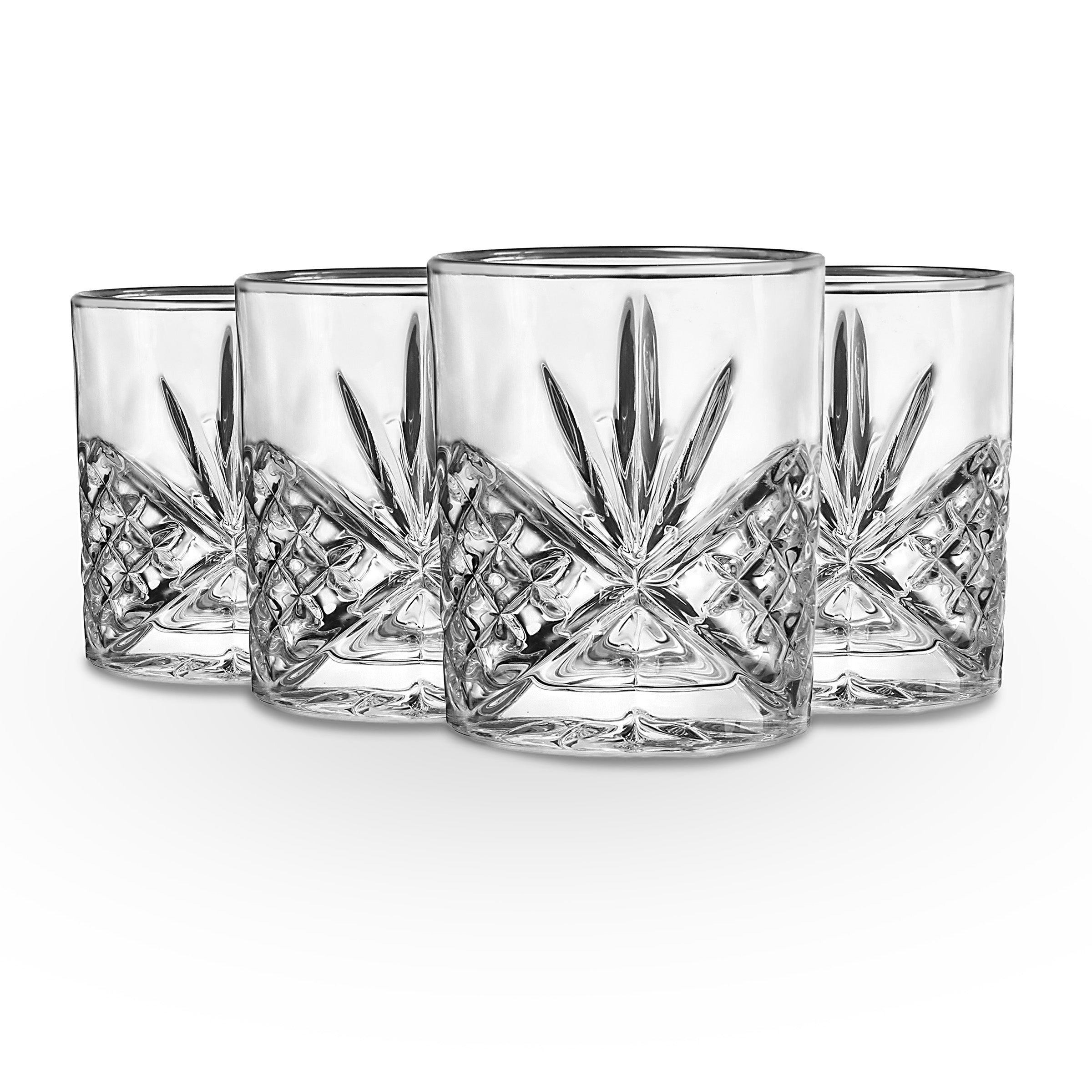 Dublin Crystal Platinum Rim Double Old Fashion, Set of 4