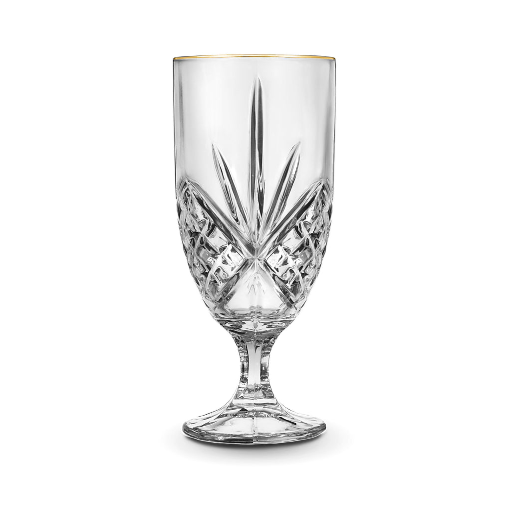 Dublin Crystal Gold Rim Ice Tea Glass, Set of 4 Godinger All Glassware, All Glassware & Barware, Cut Crystal, Dublin, Dublin Glassware
