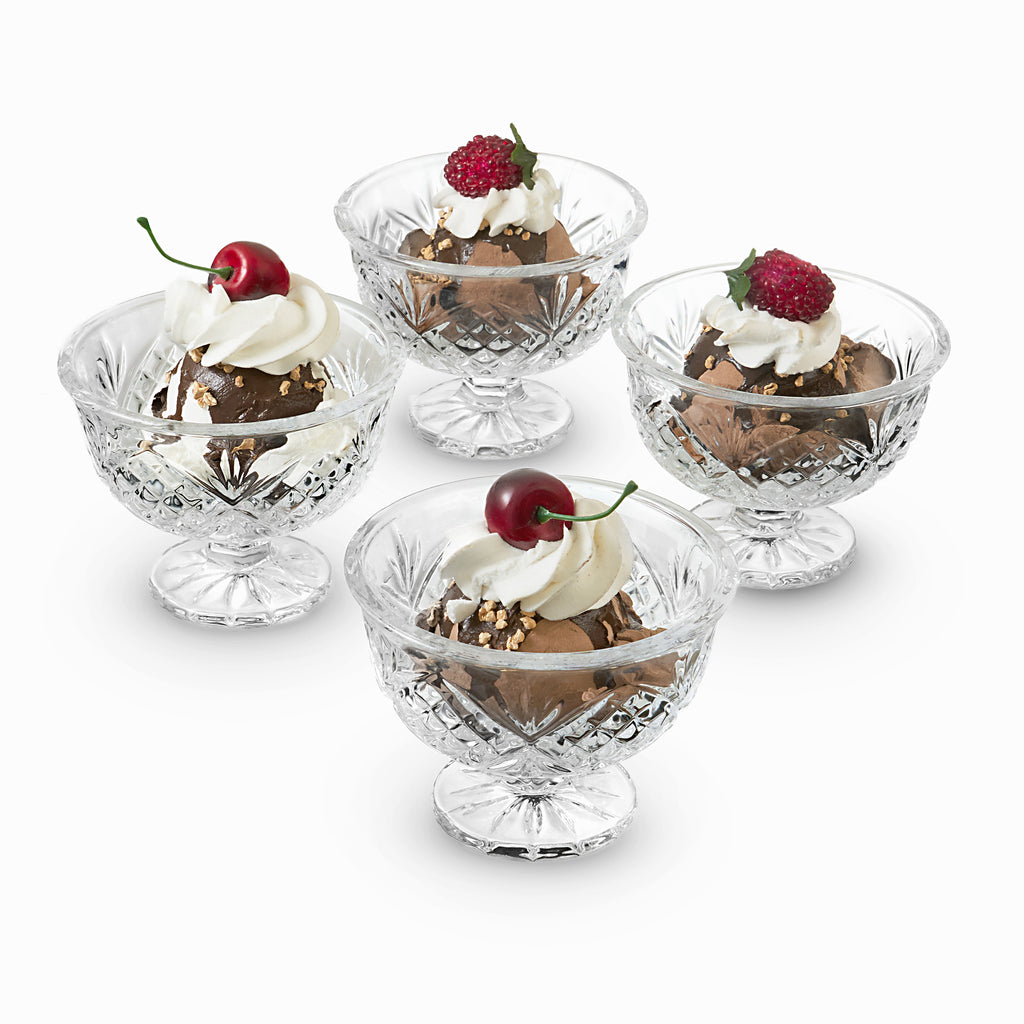 Dublin Crystal Ice Cream Bowl, Set of 4 Godinger Cut Crystal, Dublin, Ice Cream