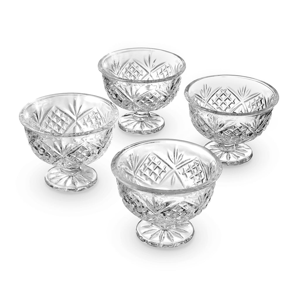 Dublin Crystal Ice Cream Bowl, Set of 4 Godinger Cut Crystal, Dublin, Ice Cream