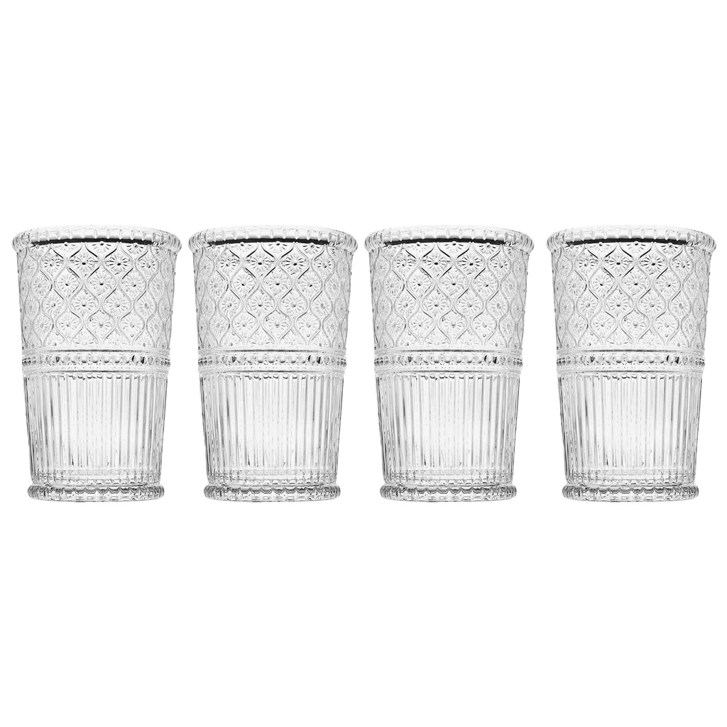 Claro Clear Tumbler, Set of 4 Godinger Claro, Claro Tumbler Set, Clear, Clear Claro, Embossed, Green Claro, Tumbler, Tumbler Set