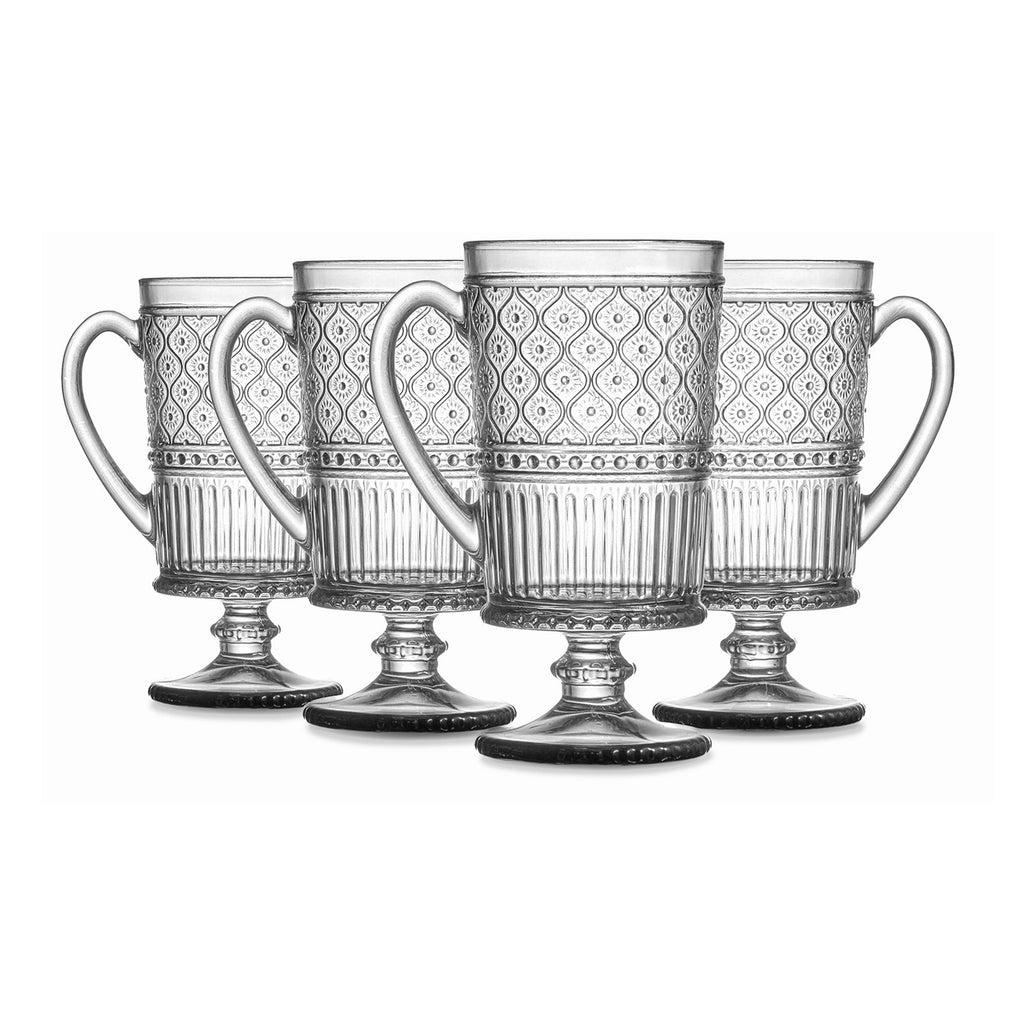 Claro Footed Coffee Mug, Set of 4 Godinger All Dining, Claro, Claro Footed Mugs, Claro Mug Set, Claro Set, Coffee, Coffee Mug, Embossed, Footed Mug, Mug, Mug Set, Mugs, Mugs & Teacups Godinger