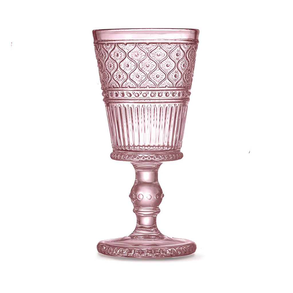 Claro Pink Goblet, Set of 4 Godinger All Barware, All Glassware, All Glassware & Barware, Champagne, Claro, Claro Goblet, Claro Goblet Set, Embossed, Pink, Pink Claro, Wine, Wine & Champagne Godinger