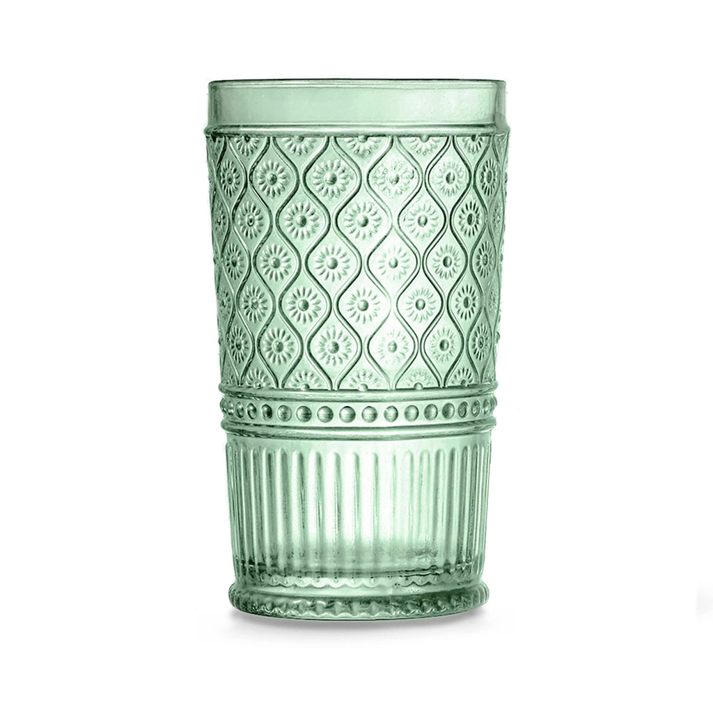 Claro Green Highball, Set of 4 Godinger All Barware, All Glassware, All Glassware & Barware, Claro, Claro Highball, Claro Hightball Set, DOF & Highball, Embossed, Green, Green Claro, Highball, Highball Set Godinger