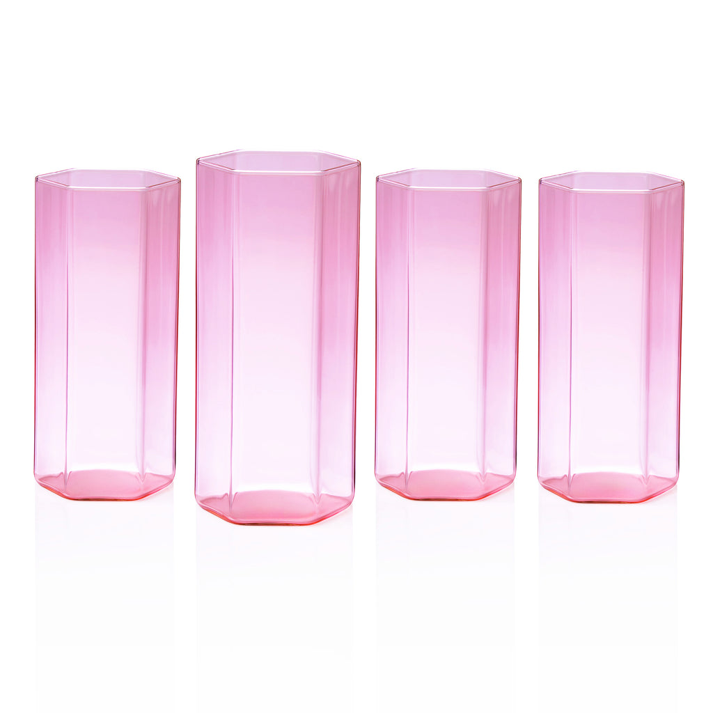 Helix Pink Highball, Set of 4 godinger