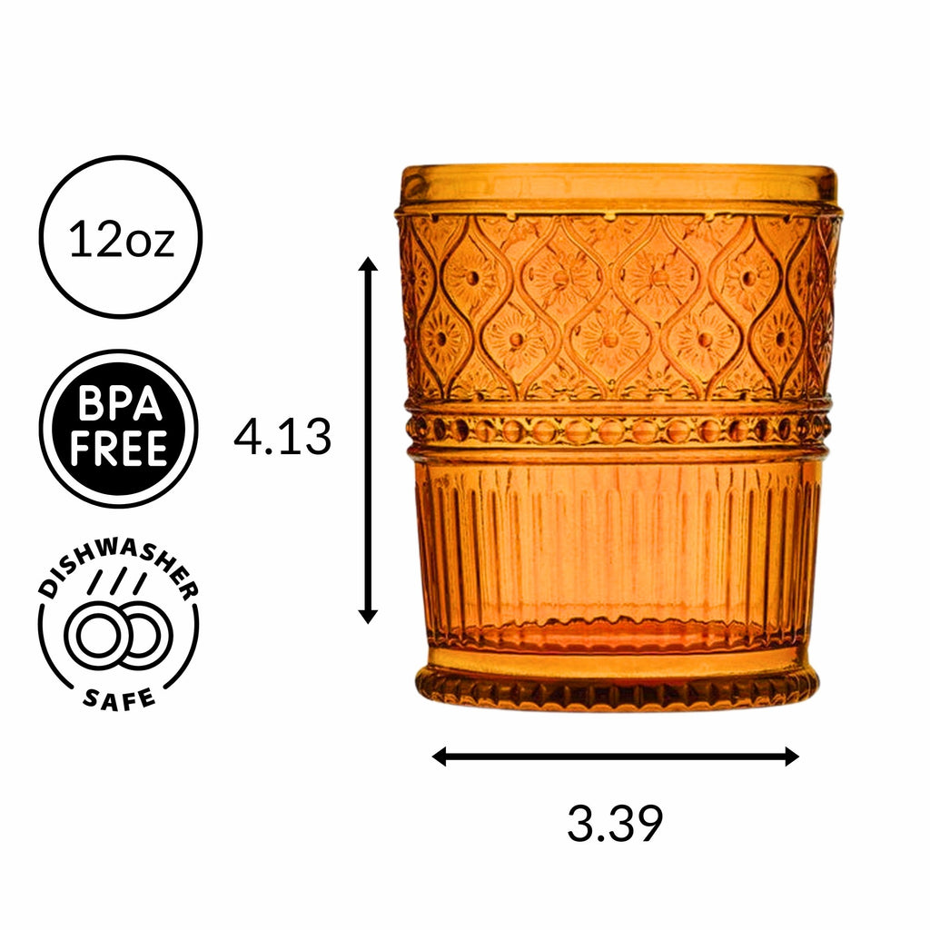 Claro Amber Double Old Fashion, Set of 4 Godinger All Barware, All Glassware, All Glassware & Barware, Amber, Claro, Claro Double Old Fashion, DOF, DOF & Highball, Double Old Fashion, Glassware, Glassware & Barware