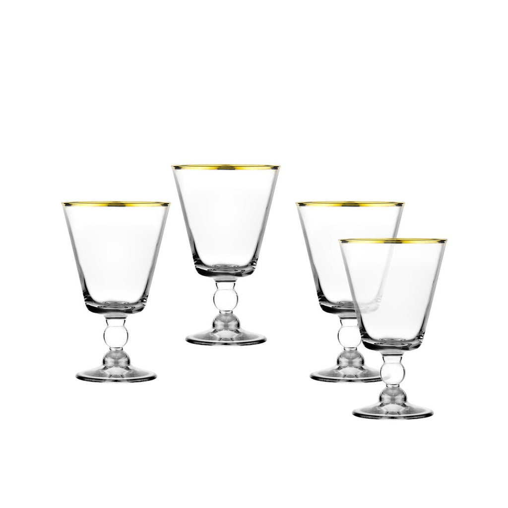 Vitolo Gold Rim Clear Goblet, Set of 4 godinger