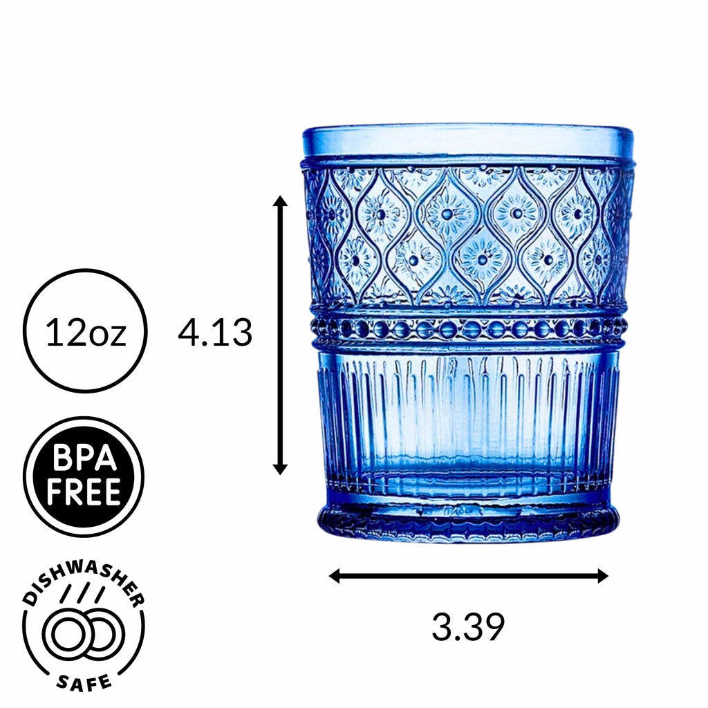 Claro Blue Double Old Fashion, Set of 4 Godinger All Barware, All Glassware, All Glassware & Barware, Blue, Blue Claro, Claro, DOF, DOF & Highball, Double Old Fashion, Glassware