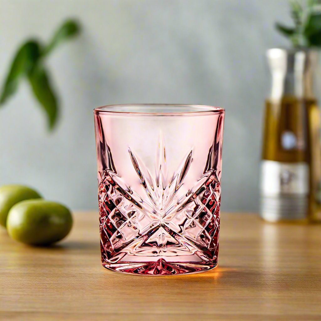 Dublin Crystal Blush Double Old Fashion Set of 4 Godinger All Barware, All Glassware, All Glassware & Barware, Blush, Cut Crystal, DOF, DOF & Highball, Double Old Fashion, Dublin, Dublin Glassware, Glassware, Whiskey Glass