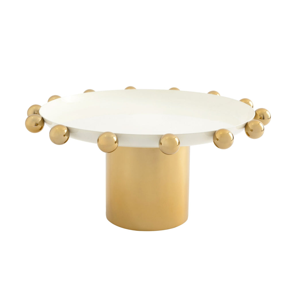 Temari White & Gold Footed Cake Stand Godinger Cake Stand, Cake Stands, Gold, Specialty Serving, Stainless Steel, Temari, Temari Cake Stand, White, White & Gold Godinger